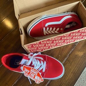 Red Vans for big kids size 4